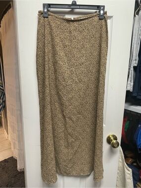 Vintage Liz Claiborne Tan & brown-Print Maxi Skirt